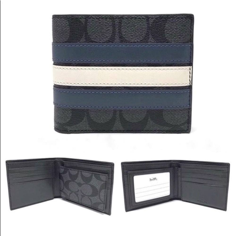 Coach 3-in-1 Calf Leather Varsity Stripe Wallet - Picture 2 of 5